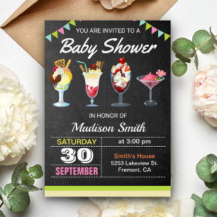Färgglad Glass-Sundae Baby Shower Inbjudan