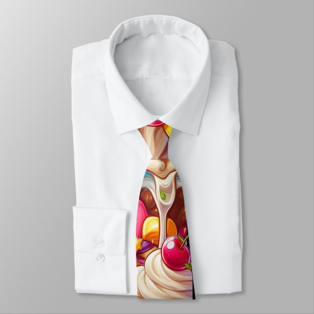 Färgglad Glass Sundae – Söt Efterrätt Illustration Slips (Bunden)