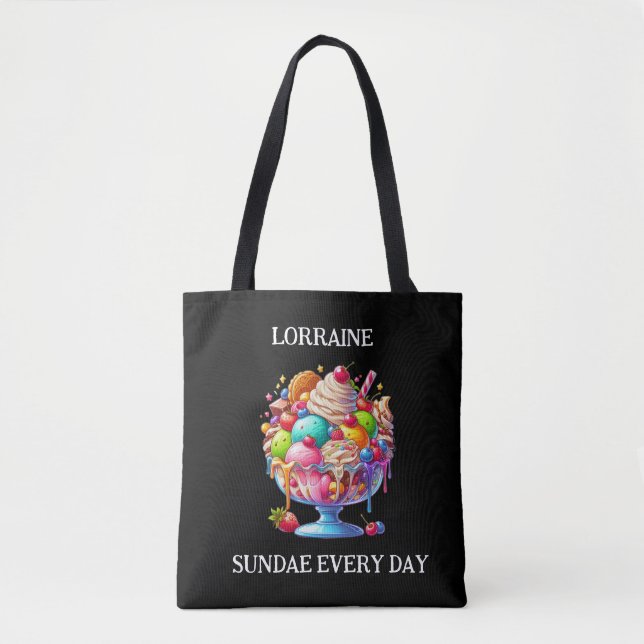 Färgglad Glass Sundae – Söt Efterrätt Illustration Tygkasse (Framsida)