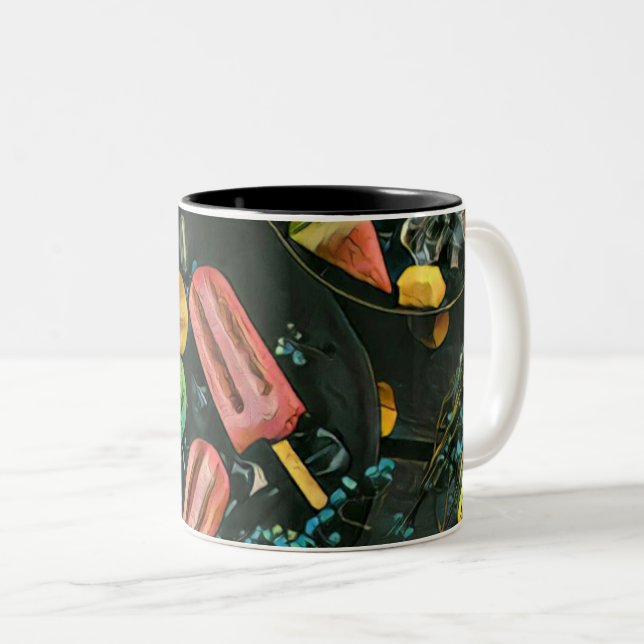 Färgglad glasskonpinné Två-Tonad mugg (Framsida höger)