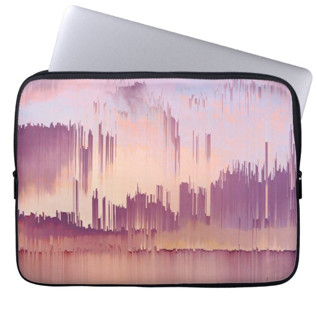 Färgglad Glitch Solnedgång Horisont Laptop Fodral (Framsidan)
