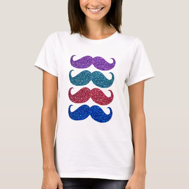 Färgglad Glitter Mustasch #5 T-shirt (Framsida)