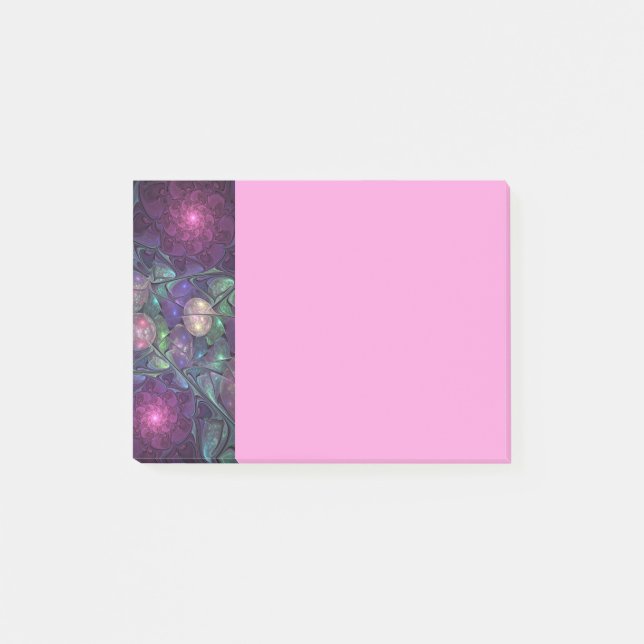 Färgglad Glittrande Modern Abstrakt Fraktal Konst Post-it Block (Framsida)