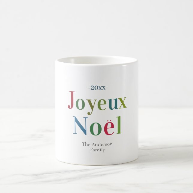 Färgglad God Jul Fransk Jul       Kaffemugg (Center)