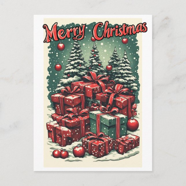 Färgglad God Jul på en Helg Vykort (Framsida)