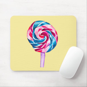 Färgglad godis lollipop akvarell konst musmatta
