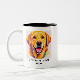 Färgglad Golden Retriever Mamma Två-Tonad Mugg