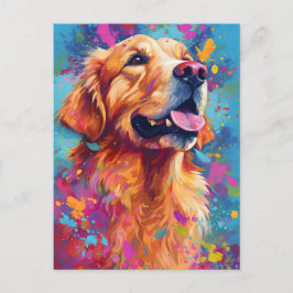 Färgglad Golden Retriever Vykort