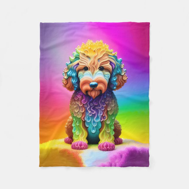 Färgglad Goldendoodle Barnfilt  Fleecefilt (Framsidan)