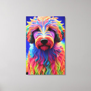 Färgglad Goldendoodle Hund Abstrakt Canvastryck