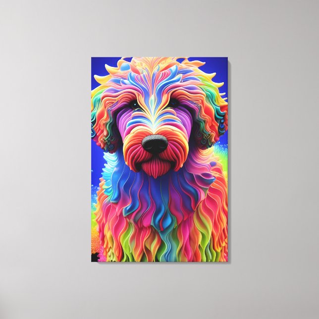 Färgglad Goldendoodle Hund Abstrakt Canvastryck (Framsida)