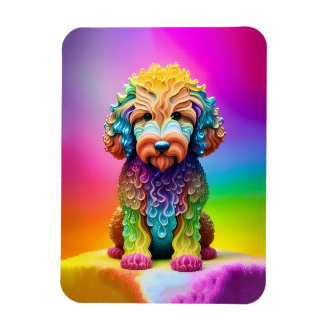 Färgglad Goldendoodle Magnet (Vertikal)