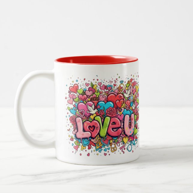 Färgglad Graffiti Love U Mugg (Vänster)