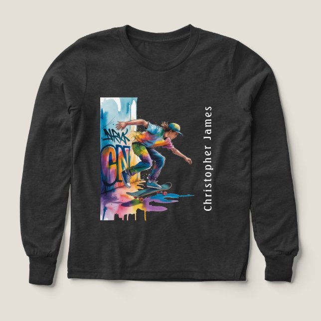Färgglad Graffiti Pojke Födelsedagsnamn T Shirt (Design framsida)