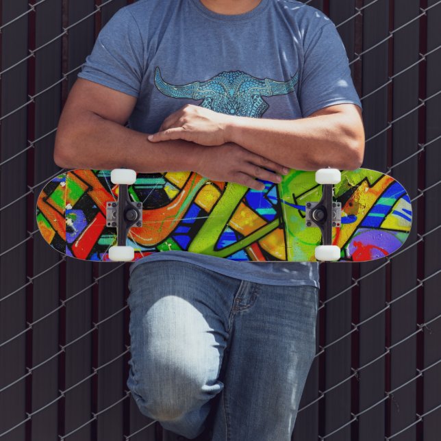 Färgglad graffiti skateboard (Utomhus 3)