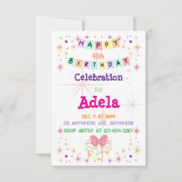 Färgglad Grattis på födelsedagen Inbjudningar