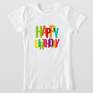 Färgglad "Grattis på födelsedagen"-T-shirt för bar T Shirt