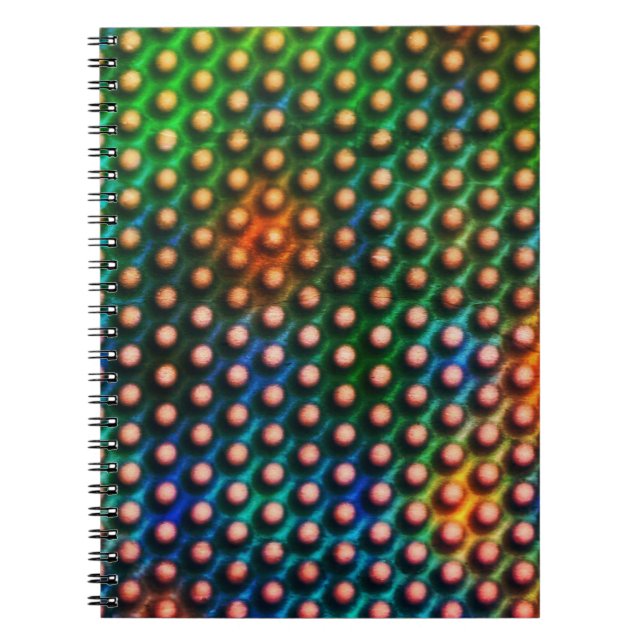 Färgglad grön, blå, orange bakgrund. Uppfinningsri Anteckningsbok (Framsidan)