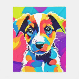 Färgglad Groovy Hund Fleecefilt