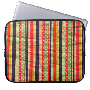 Färgglad grunge rand sömlös mönster laptop fodral