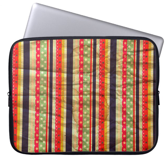 Färgglad grunge rand sömlös mönster laptop fodral (Framsidan)