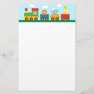 Färgglad gullig djurtågför barn brevpapper