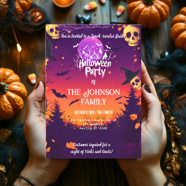 Färgglad Halloween-fest inbjudan för familjen Cel
