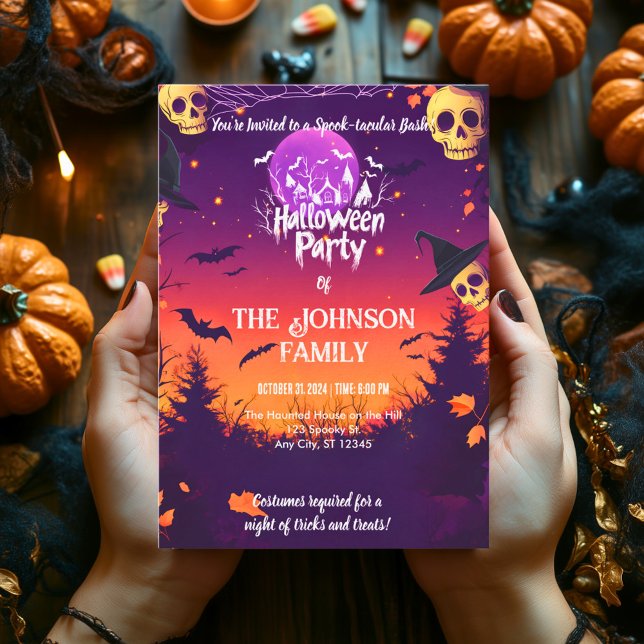 Färgglad Halloween-fest inbjudan för familjen Cel (Skapare uppladdad)