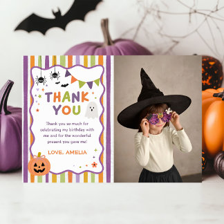 Färgglad Halloween födelsedagsfoto tackkort Kort