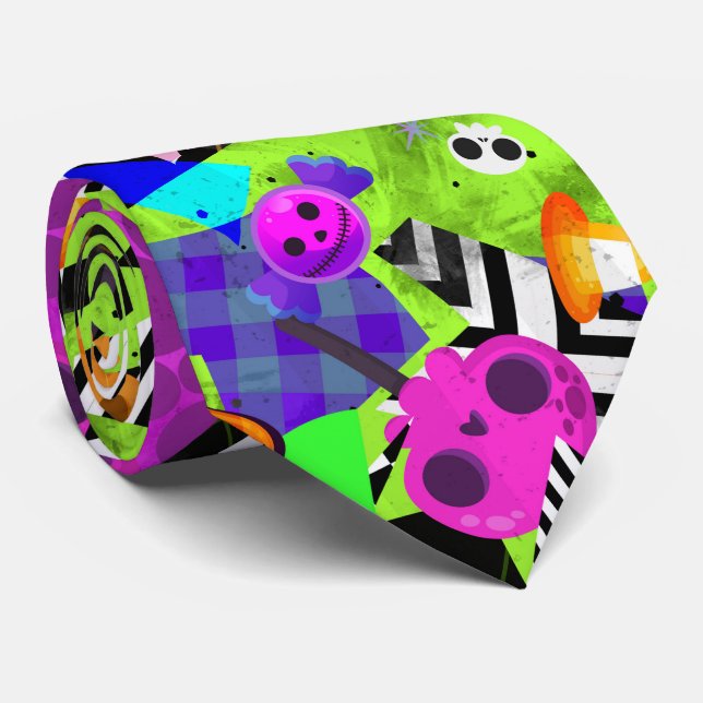 Färgglad halloween konst mode  slips (Rullad)