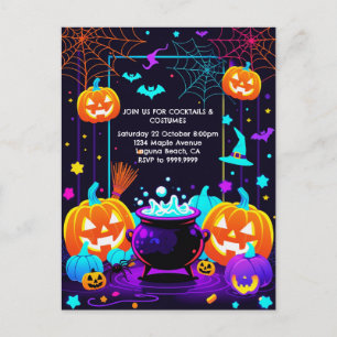 Färgglad Halloween-pumpa Helg Vykort