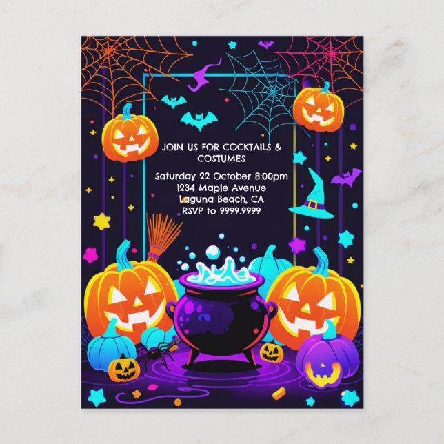 Färgglad Halloween-pumpa Helg Vykort (Framsida)