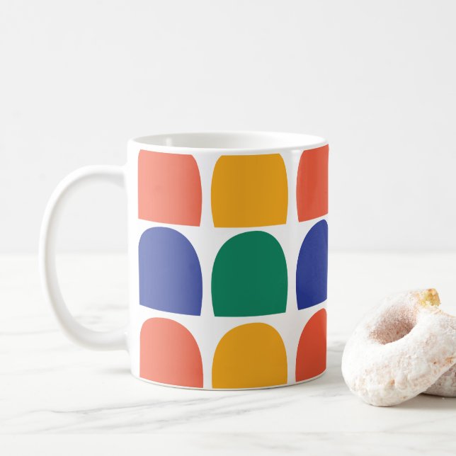 Färgglad Halvcirkel Geometrisk Kaffemugg (Med munk)