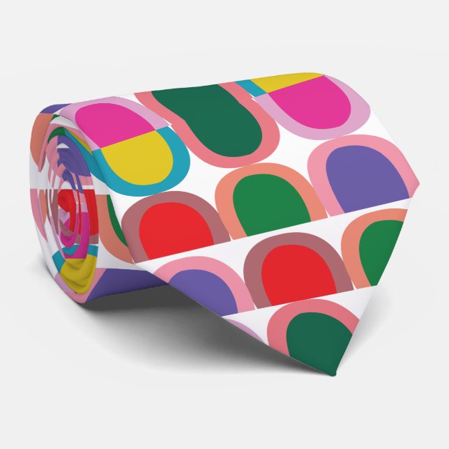 Färgglad Halvcirkel Geometrisk Slips (Rullad)