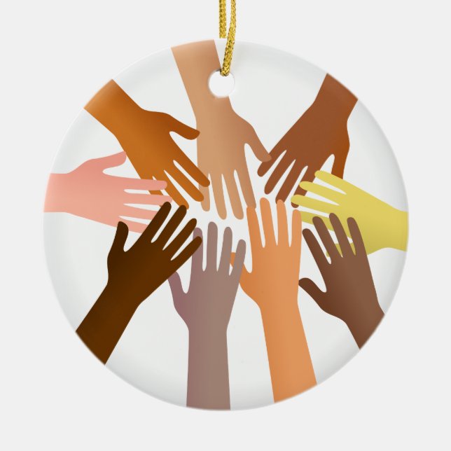 Färgglad händer julgransprydnad keramik (Framsidan)