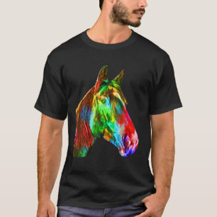 Färgglad Häst Konst Häst Ridning Älskare Konstnärl T Shirt