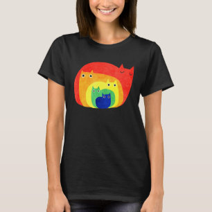 Färgglad HBT Katt Gay Pride Regnbågsflagga Kittel  T Shirt
