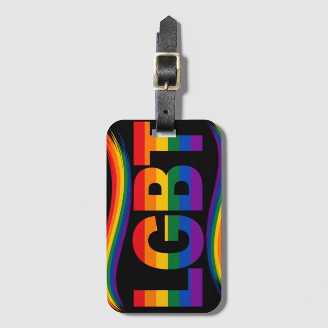 Färgglad HBTQ+-Pride Regnbåge Hjärtformad Design Bagagebricka (Framsida vertikal)