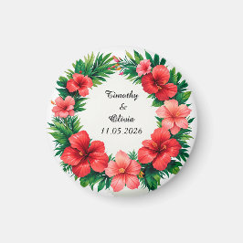 Färgglad Hibiskus Blommig Ram Magnet