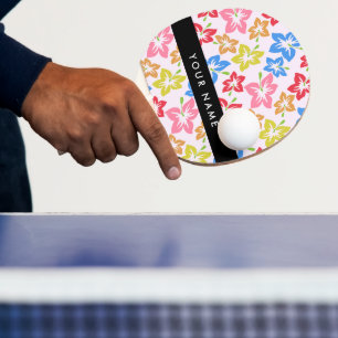 Färgglad Hibiskus, Blommönster, Ditt Namn Pingisracket