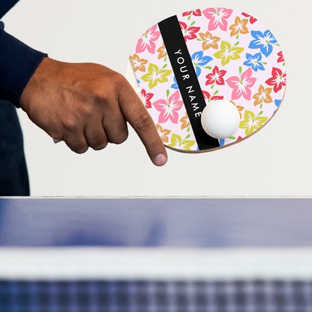 Färgglad Hibiskus, Blommönster, Ditt Namn Pingisracket (Insitu)