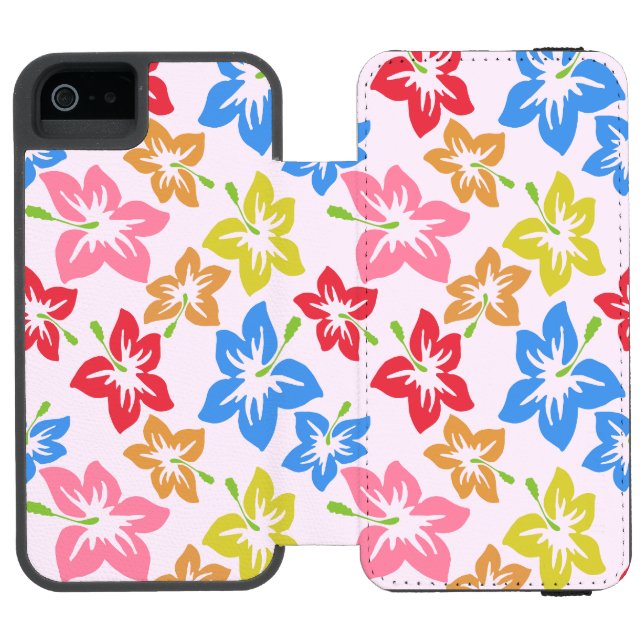 Färgglad Hibiskus, Mönster Av Blommor Incipio iPhone Wallet Skal (Folio Öppen)