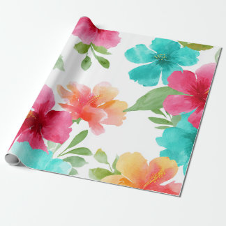Färgglad Hibiskus Tropisk Hawaiiansk Strand Blommi Presentpapper