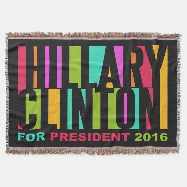 Färgglad Hillary Clinton 2016 kastfilt Filt (Framsidan)