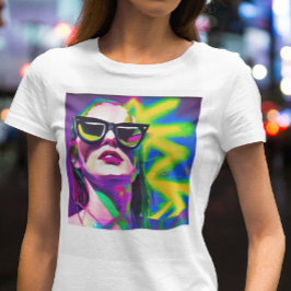 Färgglad hipsterdam i solglasögon modern konst t shirt