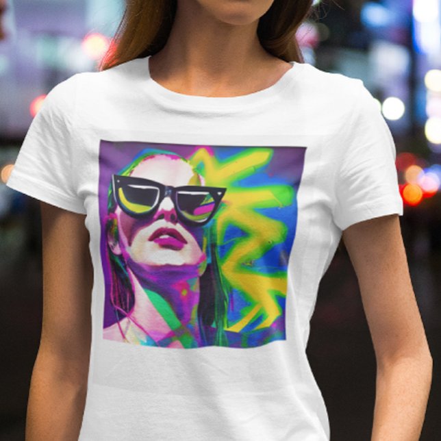Färgglad hipsterdam i solglasögon modern konst t shirt (Skapare uppladdad)