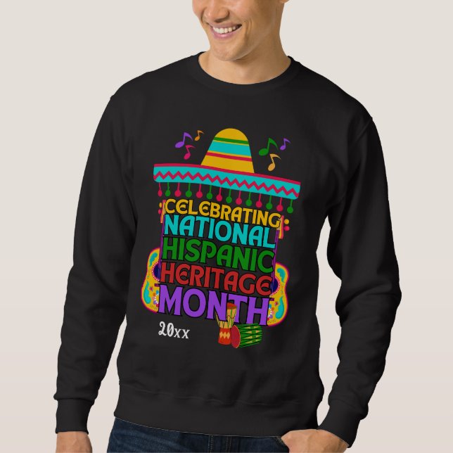 Färgglad HISPANIC HERITAGE MONTH Lång Ärmad Tröja (Framsida)