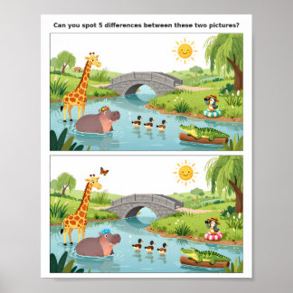 Färgglad Hitta skillnaden Pusselplanscher  Poster