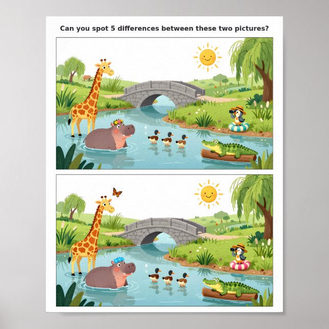 Färgglad Hitta skillnaden Pusselplanscher  Poster (Framsidan)