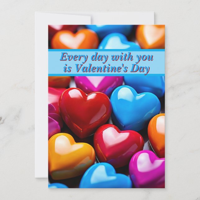 Färgglad hjärtformad godisvalentin-kort julkort (Framsida)